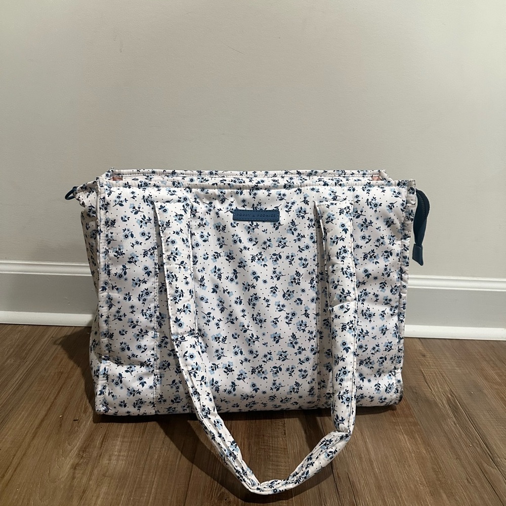 Poppy & Peonies Blue Floral Tote